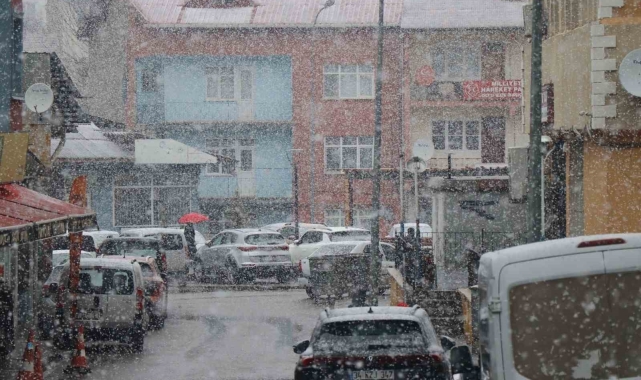 Oltu'ya lala lapa kar yağdı