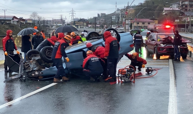 Rize'de takla atan otomobilin sürücüsü öldü