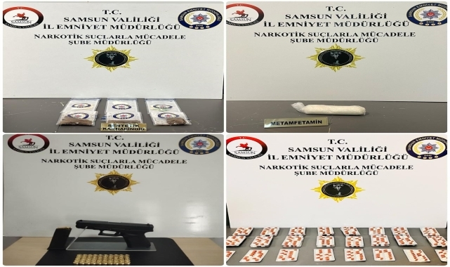 Samsun'da çeşitli suçlardan aranan 8 kişi uyuşturucuyla yakalandı