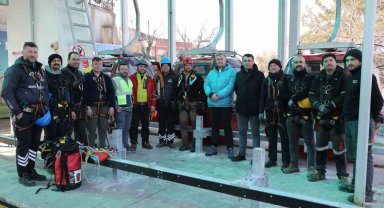 Samsun'da yenilenen 'teleferik hattı' için özel kurtarma eğitimi