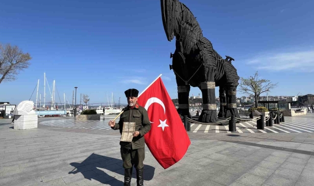 Şehitler için 555 bin adım atarak Çanakkale'ye geldi
