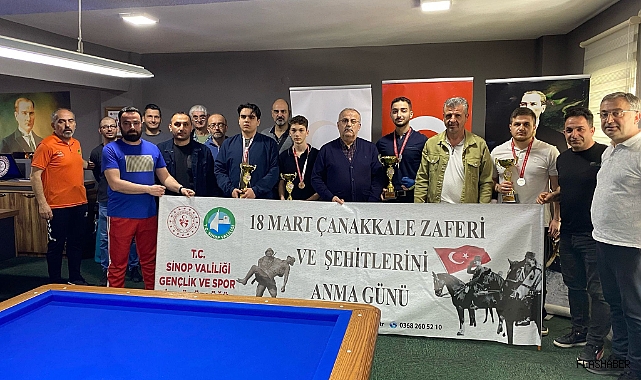 Sinop’ta 18 Mart bilardo müsabakasında ödüller sahiplerini buldu