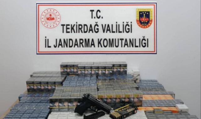 Tekirdağ'da jandarmadan kaçak tütün ve silah operasyonu