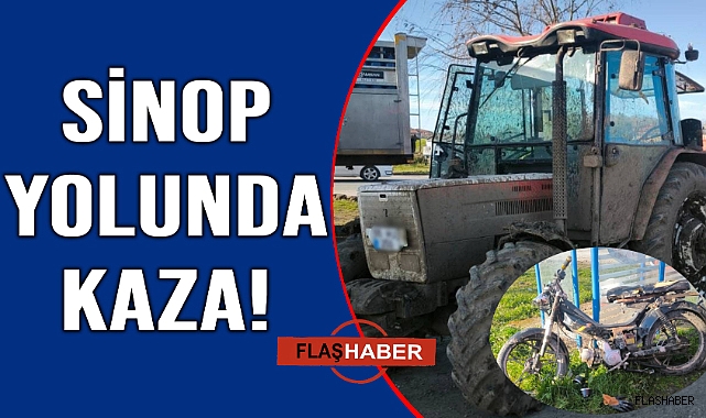 Traktör motosikletle çarpıştı:1 yaralı 