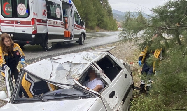 Antalya'da otomobil takla attı; 1 yaralı
