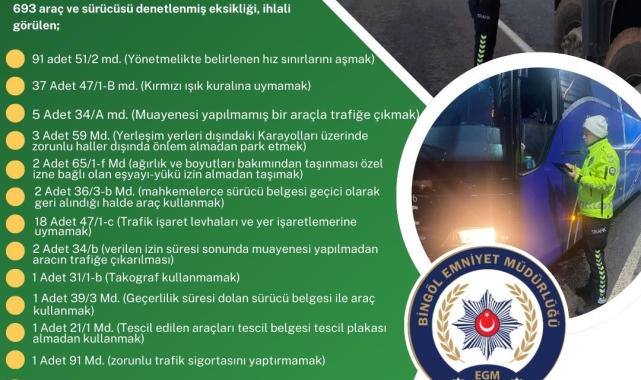 Bingöl'de 171 sürücüye ceza kesildi