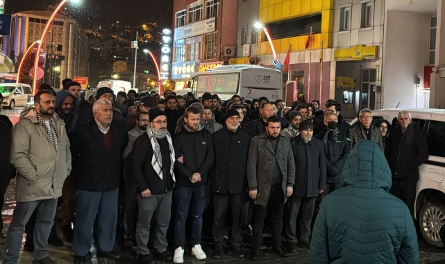 Gümüşhane'de yüzlerce kişi Gazze'ye destek için yürüdü
