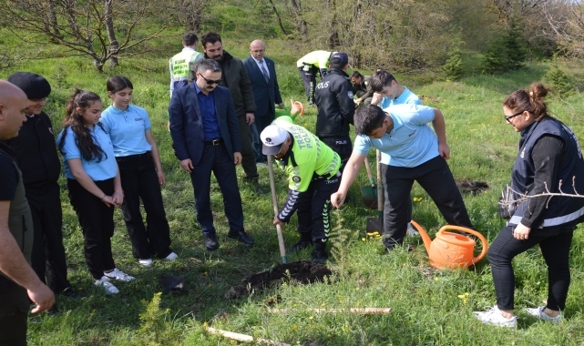 Havza'da Polis Haftası kapsamında fidan dikildi