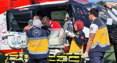 Helikopter ambulans kalp rahatsızlığı olan 4 günlük bebek için havalandı