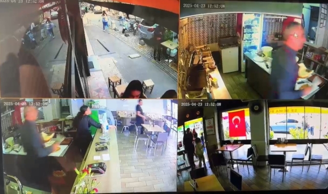 Kafe ve restoranlardaki kaçış anı kameraya yansıdı