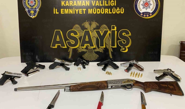 Karaman&#039;da 8 adet ruhsatsız silah ele geçirdi