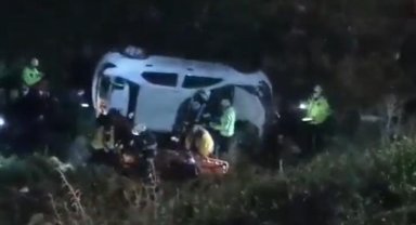 Kontrolden çıkan otomobil dere yatağına uçtu: 1 yaralı