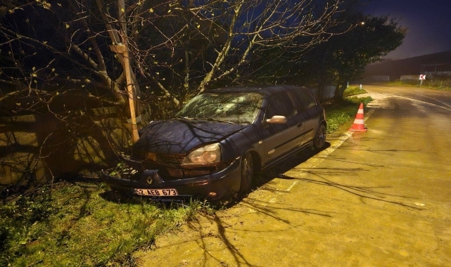 Samsun'da aydınlatma direğine çarpan otomobildeki 3 kişi yaralandı