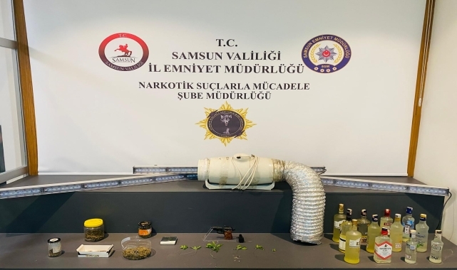 Samsun'da evinde iklimlendirme sistemiyle kenevir yetiştiren zanlı yakalandı