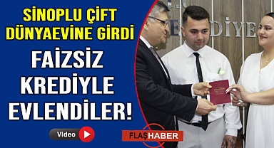 Sinop'ta genç çift faizsiz krediyle evlendi