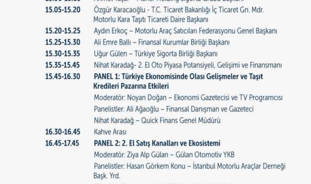 Türkiye'nin ilk 2'inci el oto zirvesi Quick Finans ev sahipliğinde gerçekleştirilecek