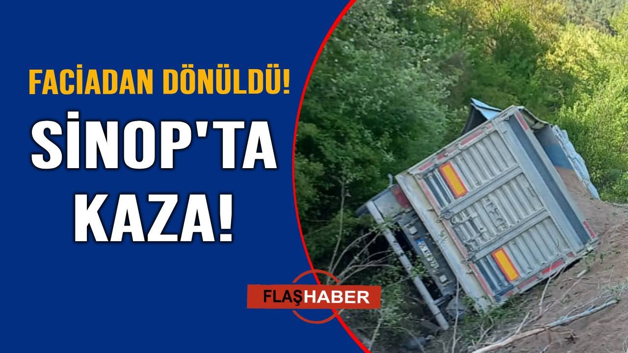 Freni boşalan kamyon devrildi