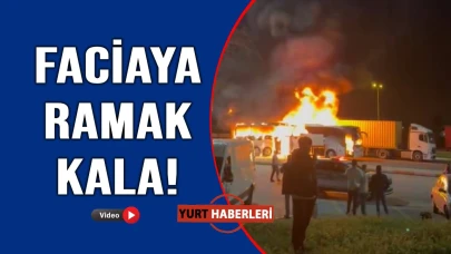 Yolcu otobüsü alev topuna döndü