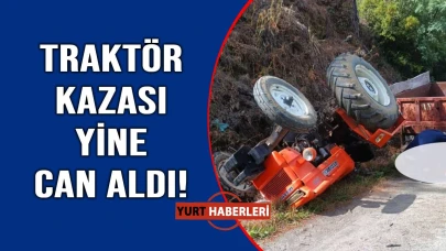 Devrilen traktörün altında can verdi