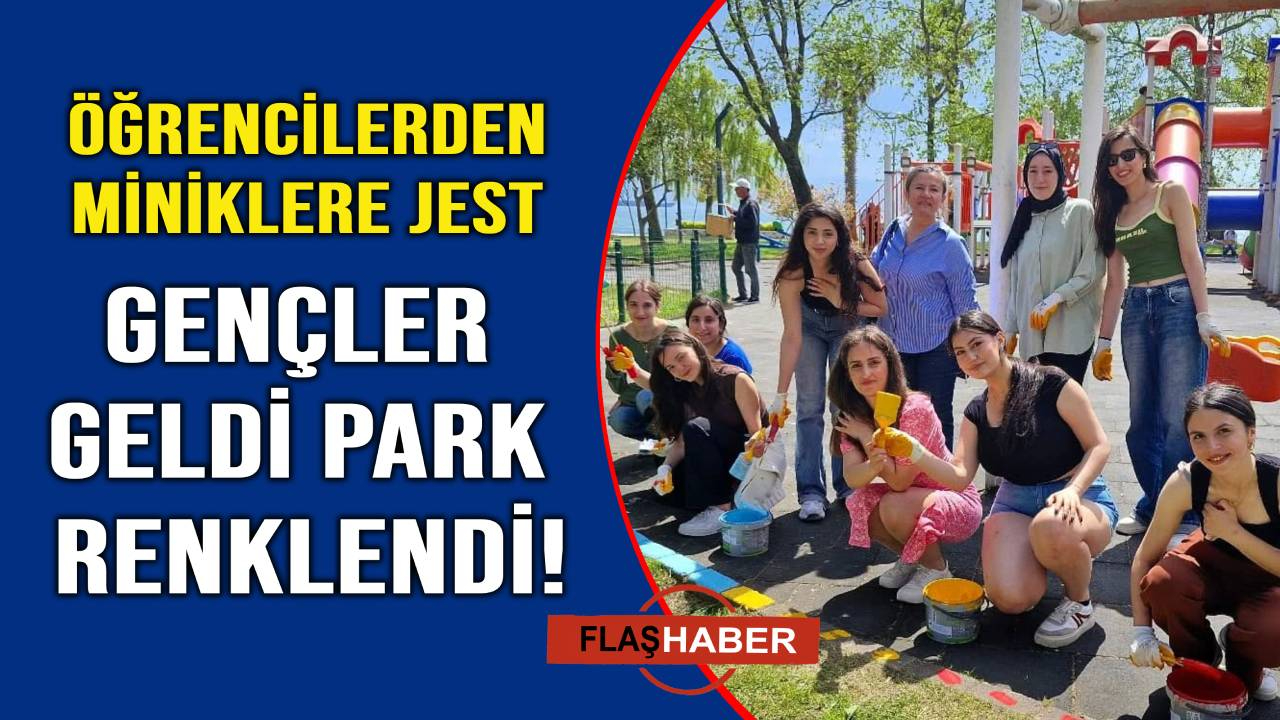 Üniversite öğrencileri parkı renklendirdi