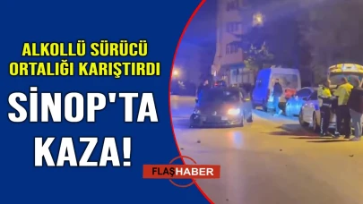 Sinop'ta alkollü sürücü park halindeki 4 araca çarptı