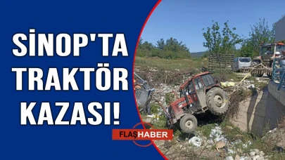 Devrilen traktörden burnu bile kanamadan çıktı