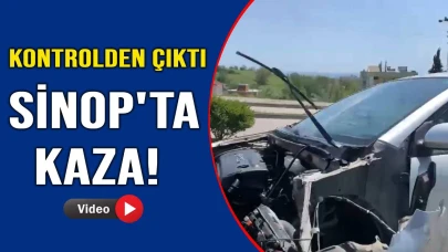 Sinop'ta kontrolden çıkan otomobil refüje çarptı