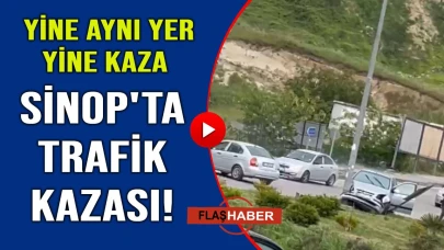 Sinop'ta trafik kazası! İki otomobil çarpıştı