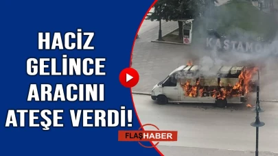 Panelvanı alev alev yaktı