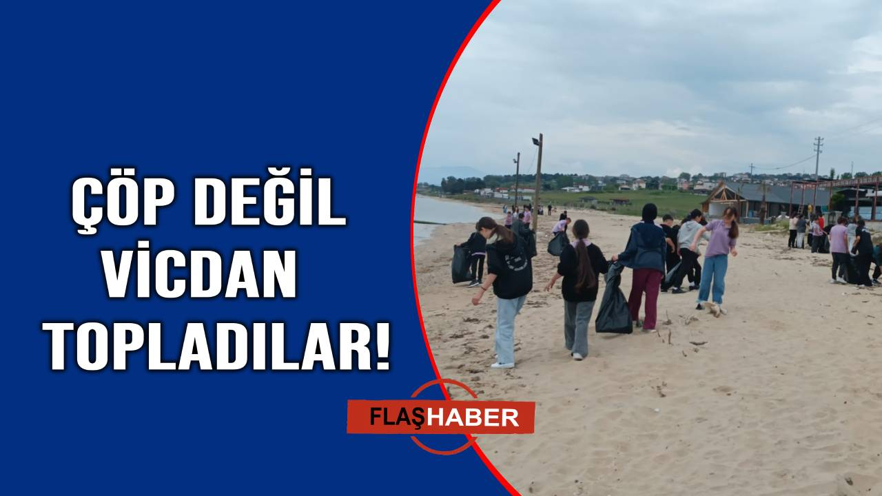 Sahilin ayıbını öğrenciler örttü