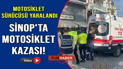 Motosiklet sürücüsü baygınlık geçirerek yere düştü