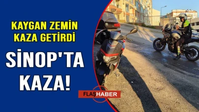 Motosiklet sürücüsü kaygan zeminde devrildi