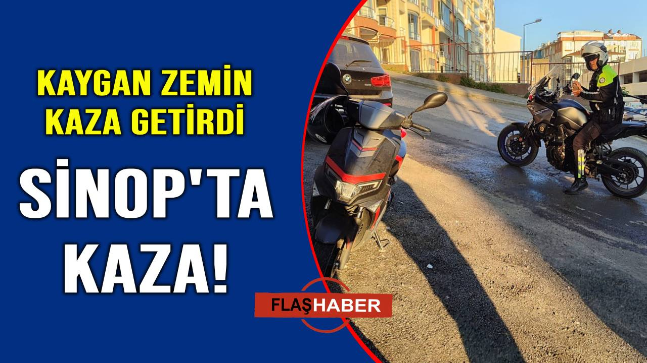 Motosiklet sürücüsü kaygan zeminde devrildi