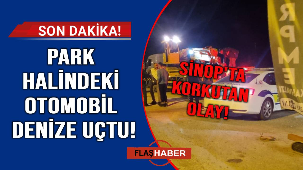 El freni çekilmeyen otomobil denize uçtu
