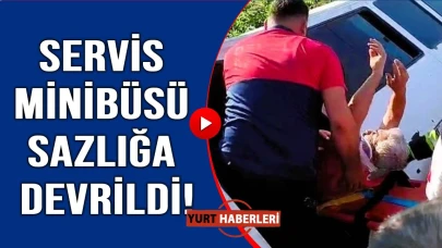 İşçileri taşıyan minibüs sazlığa devrildi