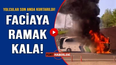 Yolcu otobüsü alev alev yandı