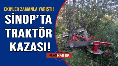 Kontrolden çıkan traktör uçuruma yuvarlandı