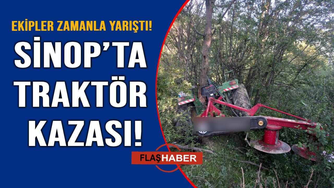 Kontrolden çıkan traktör uçuruma yuvarlandı