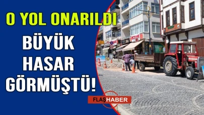 O yolda onarım çalışması yapıldı