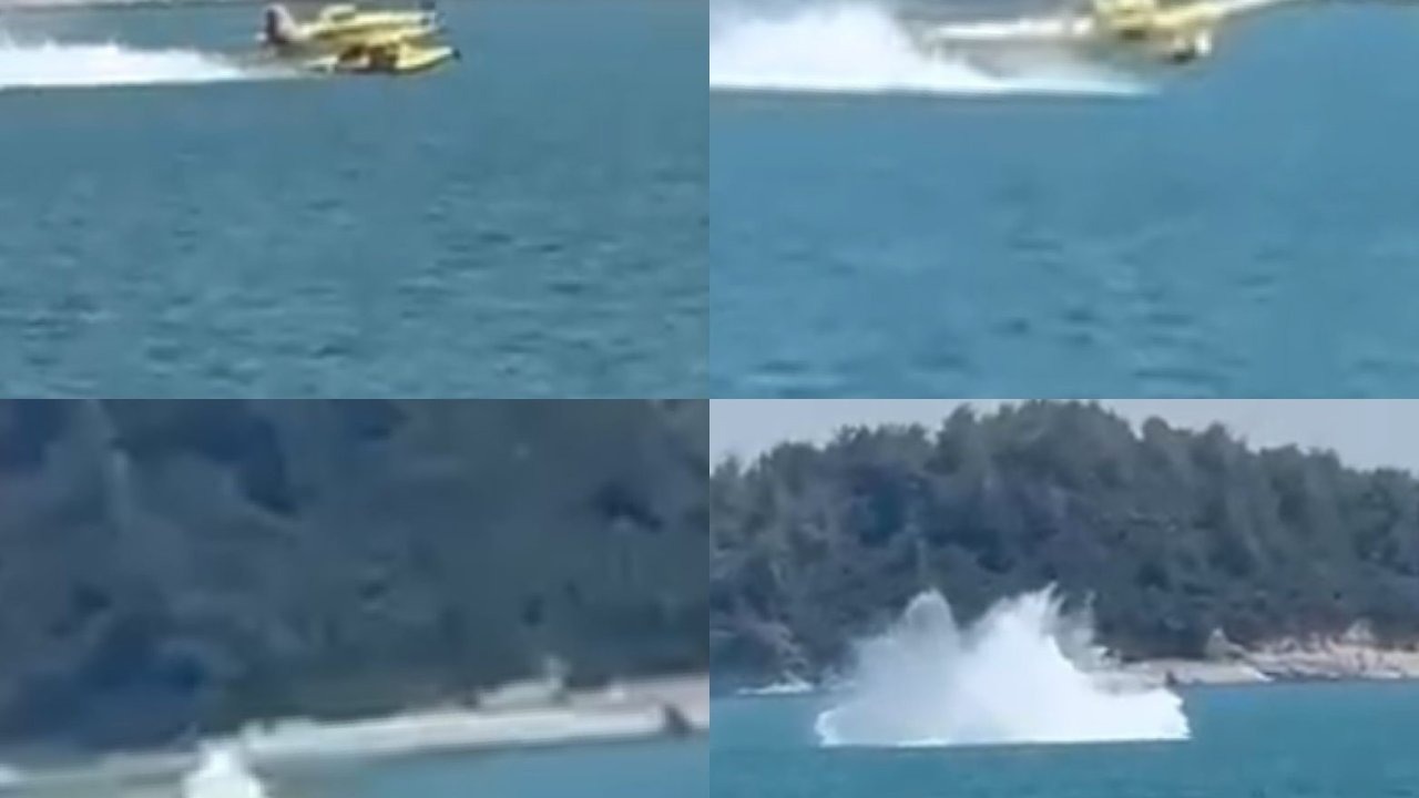 Adana’da uçağın suya düşme anı kamerada