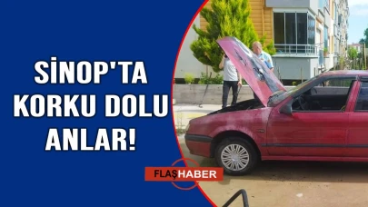Sinop'ta seyir halindeki araç alev aldı