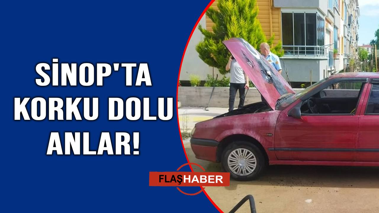 Sinop'ta seyir halindeki araç alev aldı