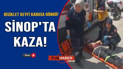 Sinop'ta iki kardeşin bisiklet keyfi hastanede bitti