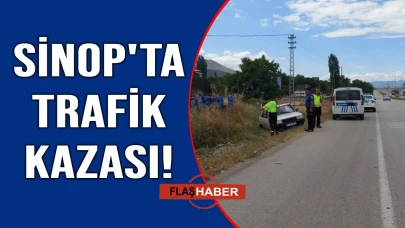 Sinop'ta kontrolden çıkan araç karşı şeride geçti, sürücü yaralandı