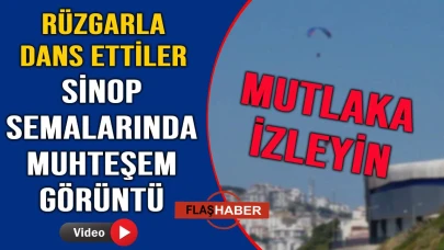 Sinoplu paraşütçüler gökyüzünde adeta dans etti