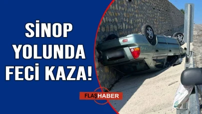 Sinop yolunda araç takla attı, yaralılar araçta sıkıştı