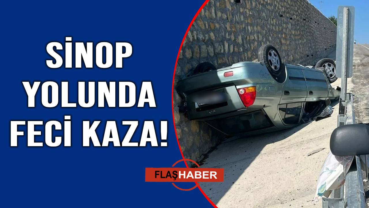 Sinop yolunda araç takla attı, yaralılar araçta sıkıştı