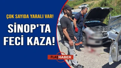 Sinop'ta iki otomobil kafa kafaya çarpıştı