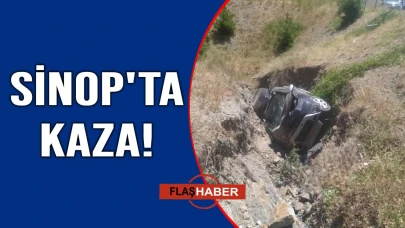 Sinop'ta kontrolden çıkan araç şarampole yuvarlandı