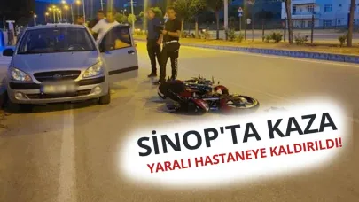 Sinop'ta motosiklet otomobile çarptı, sürücü yaralandı